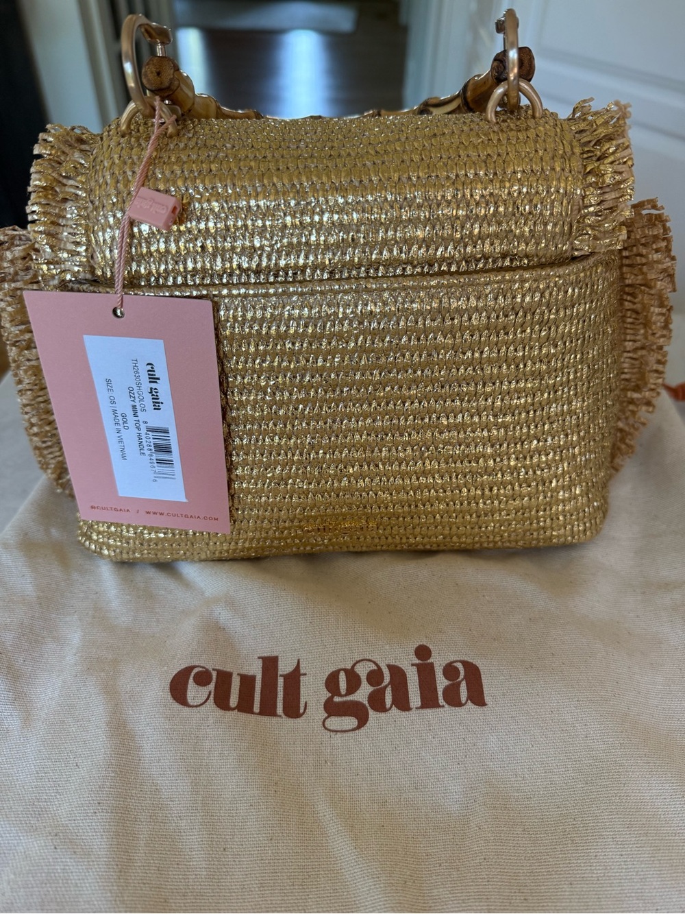 Cult Gaia Mini Ozzy Top Handle Bag Gold NWT - Picture 6 of 7